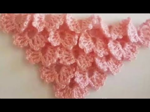 كروشيه طريقه عمل سكارف او شال مثلث بغرزه الفراشه بشكل مختلف  Crochet Art