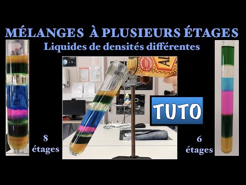 Mélanges de liquides à plusieurs niveaux: 6 et 8 étages. Densité des liquides. Tuto pour refaire.