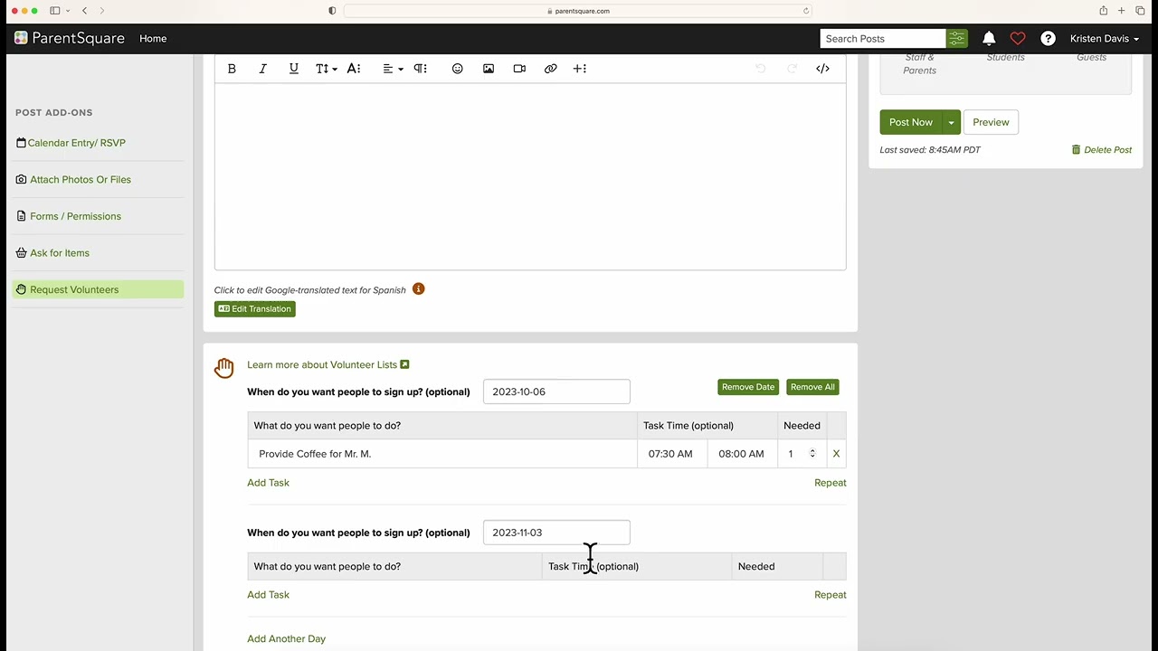 Parent Square Volunteer tutorial