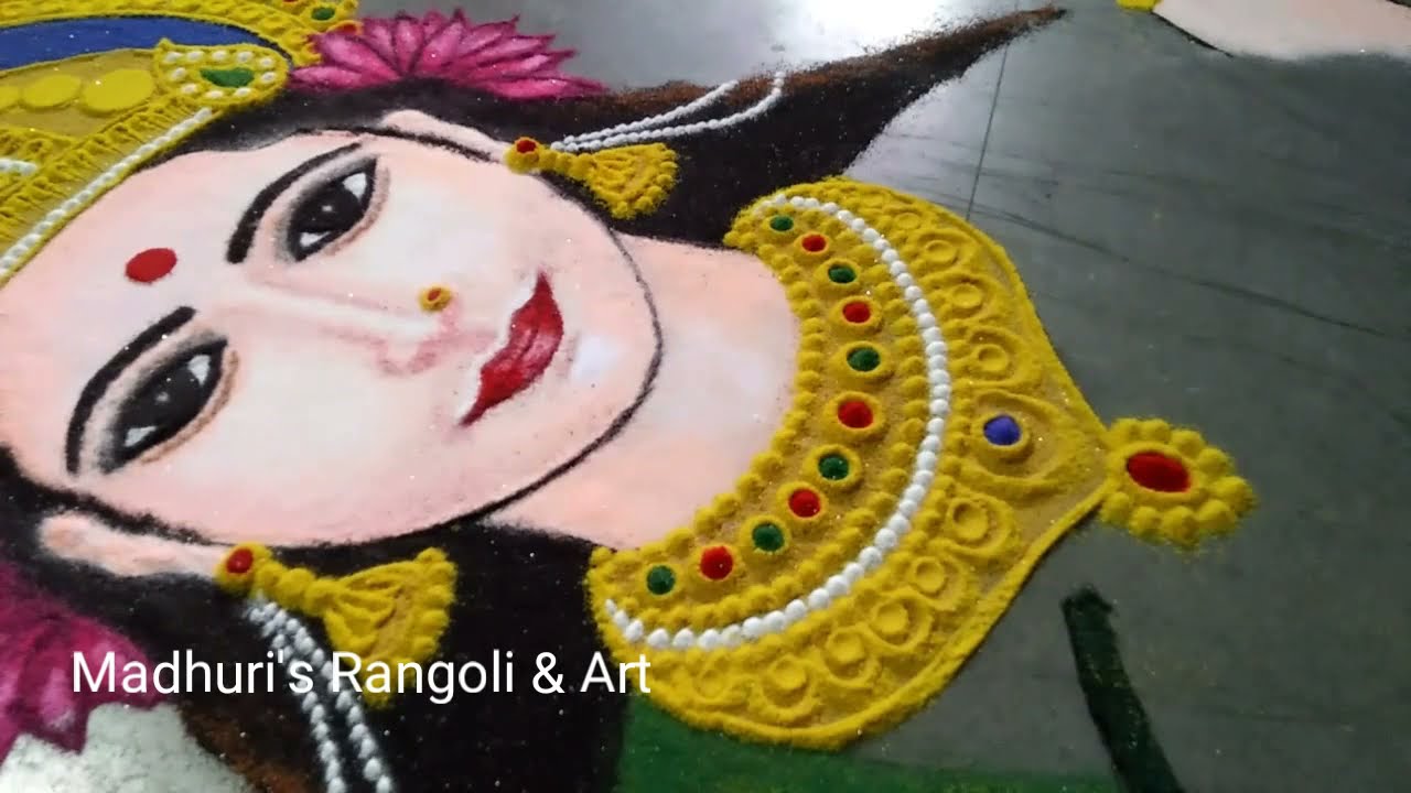  portrait rangoli art mahalakshmi rangoli for dhanteras by madhuris rangoli & art