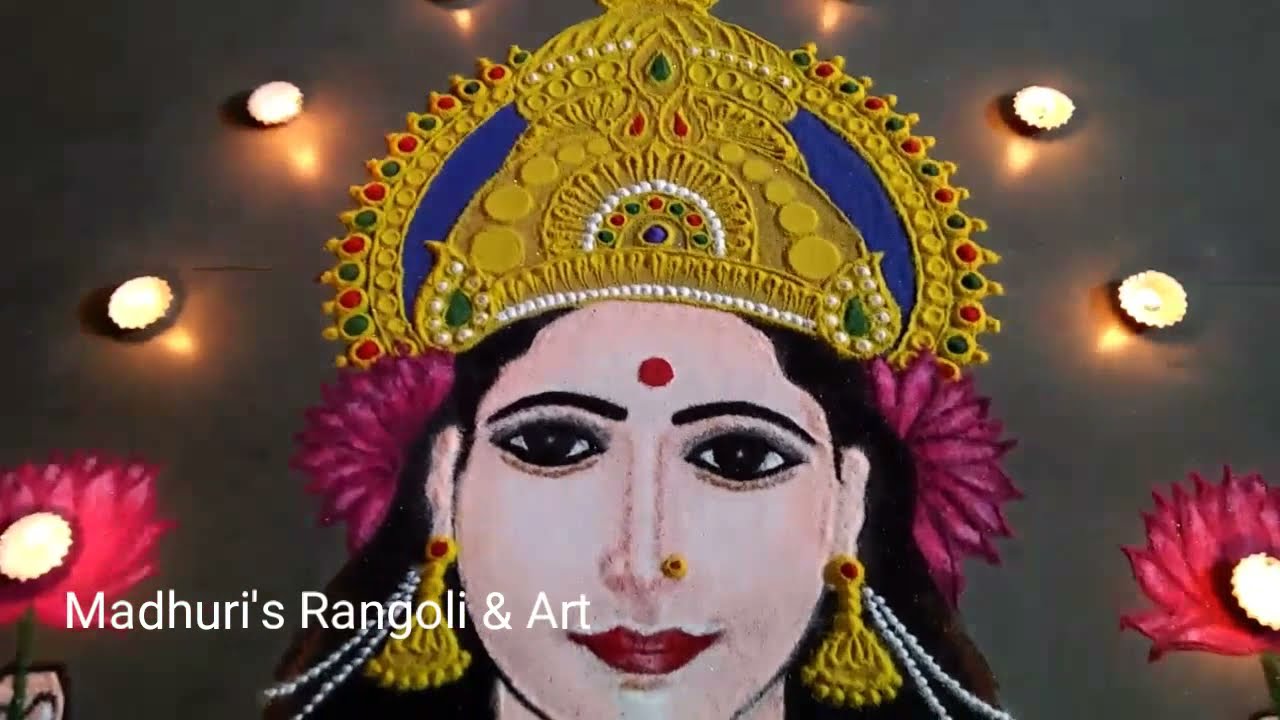  portrait rangoli art mahalakshmi rangoli for dhanteras by madhuris rangoli & art