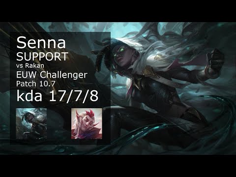 Senna Support vs Rakan - EUW Challenger 17/7/8 Patch 10.7 Gameplay
