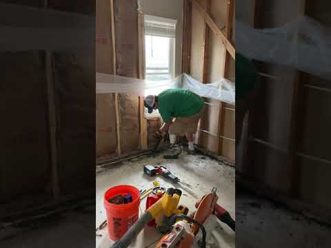 Sawing pins on an interior concrete lift