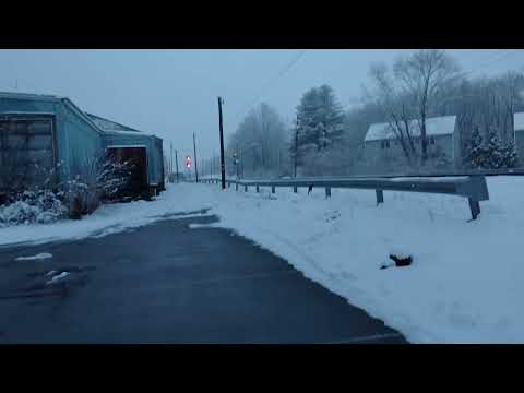 01/20/23Amtrak's Downeaster approaches Cross Rd crossing in Bradford mass heading to Maine.