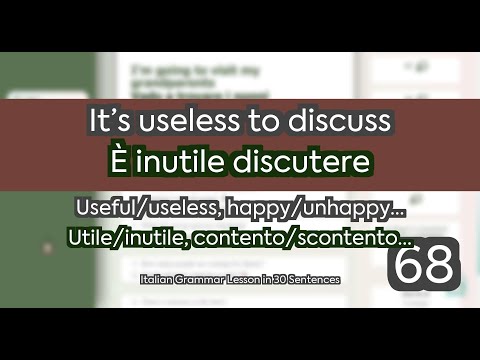ITALIAN GRAMMAR with Examples 68/249 - Useful/useless, happy/unhappy... - Its useless to discuss