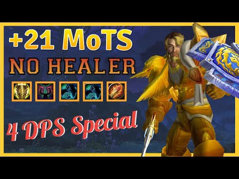 Protection Paladin Mythic Plus: No Healer +21 Mists of Tirna Scithe (4 DPS)