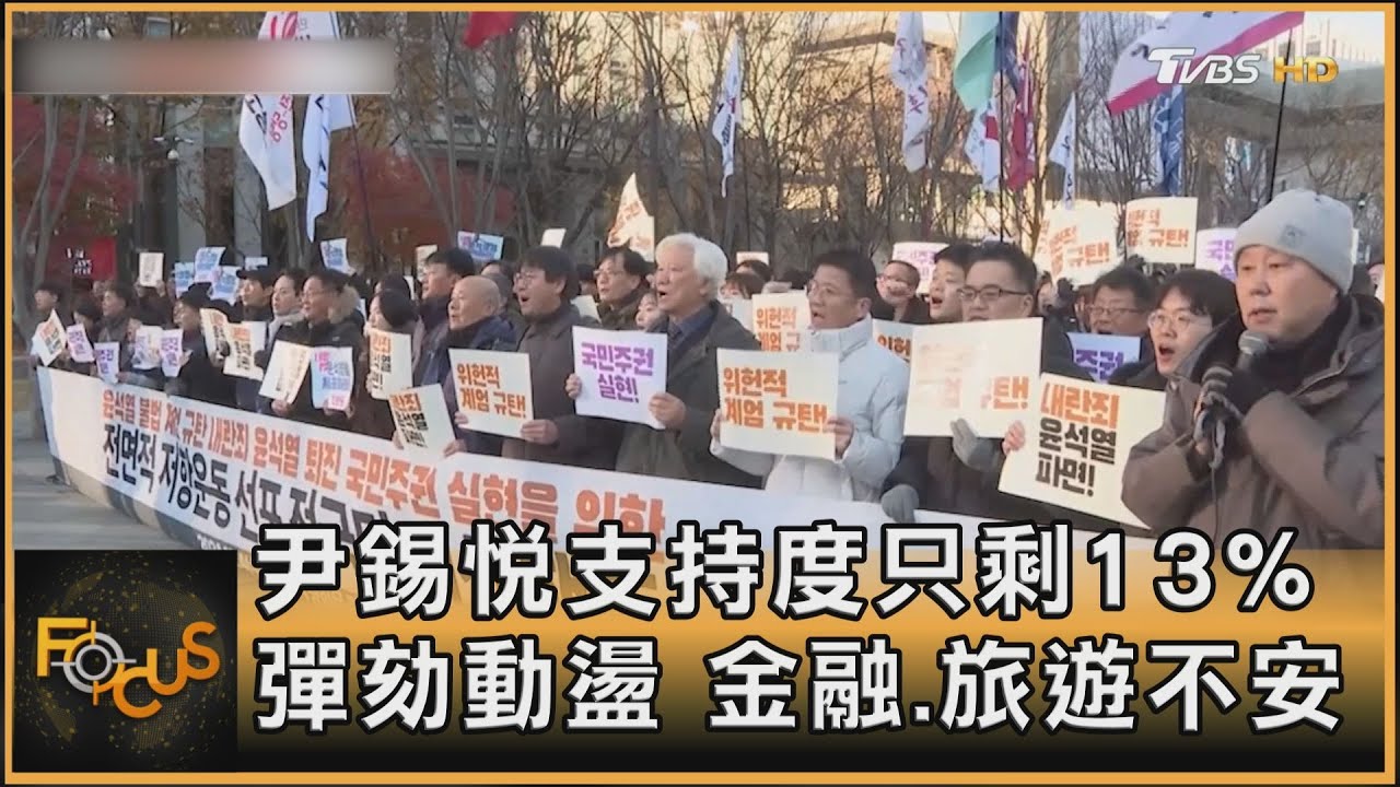 尹錫悅支持度只剩13% 彈劾動盪 金融.旅遊不安