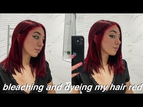 Bleaching and dyeing my hair red/burgundy | hair...