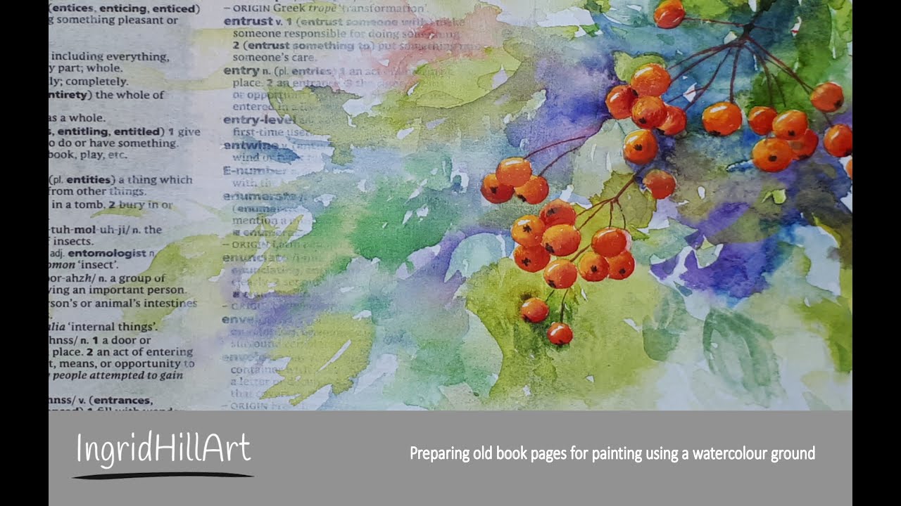 Preparing a old book page for watercolour painting
