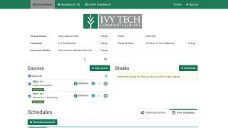 Ivy Tech Schedule Builder Tutorial