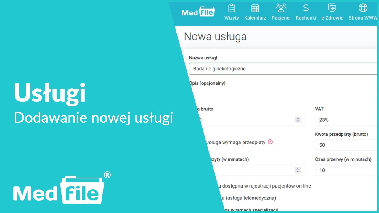 Usługi - dodawanie usługi
