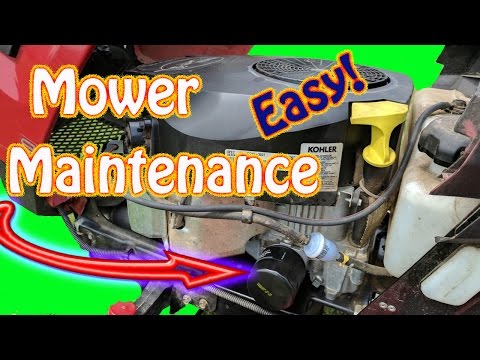 DIY Riding Lawn Mower Maintenance Routine Kohler Engine Oil Change, Air Intake Filter, Fuel Filter