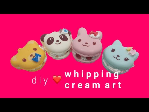 [subs] ♥macaron whipping cream art ♥ #whippingcream #art #macaron #toy #diy #craft #animal #notfood