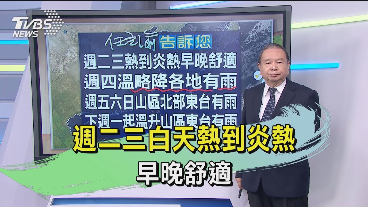 週二三白天熱到炎熱 早晚舒適