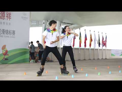 2017 Roller Games，Pair Slalom 6th，Hsieh Mu Lun，Chiu Yin Hsuan，南京 2017 全项目轮滑锦标赛 自由式 双人花桩 6th 谢暮伦 邱映瑄