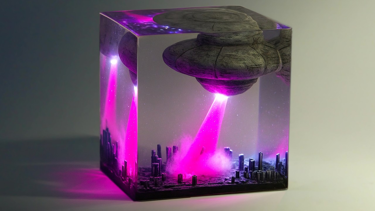 Giant UFO City Destruction Epoxy Resin Diorama