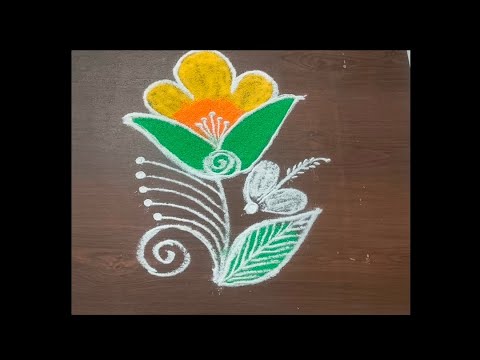 Easy kolam #small flower design #butifully rangoli# designs#Sarayurangoli 
