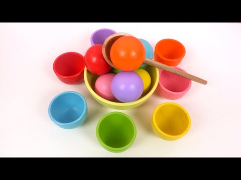 Learn Colors with Rainbow Balls and Cups | Learning Videos for Toddlers