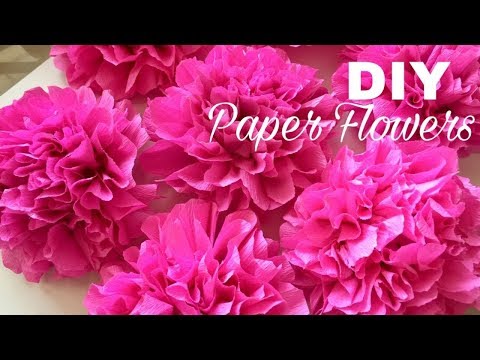 How to make Pom Pom crepe paper flowers craft | DIY crepe paper flowers ( Mass Crafts)