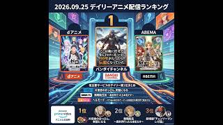 2026/09/25 - Daily SVOD Anime Ranking｜コナンを抜いたスーパーの裏でヤニ吸うふたり