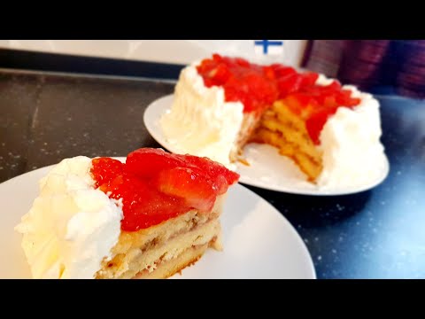 How to make Finnish strawberry cake - Mansikkakakku recipe