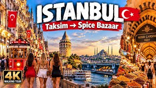 ISTANBUL 🇹🇷 | Taksim to Spice Bazaar | 4K Walking Tour