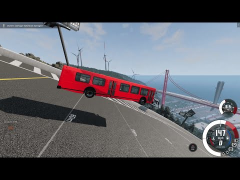 BeamNG Drive | Jumping Transit Bus from Ramp in Car Jump Arena 2023