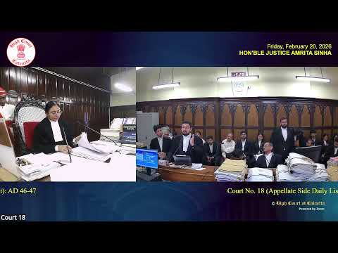 20 February 2026 | Court No. 18 | Live Streaming of the Court proceedings