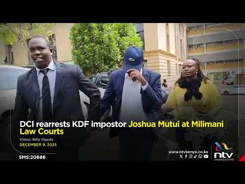 EARLIER: DCI rearrests KDF impostor Joshua Mutui at Milimani Law Courts