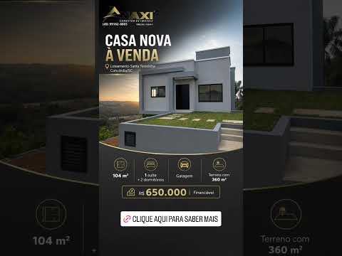 Casa Nova no Santa Terezinha em Concórdia/SC | 3 Quartos (1 suíte) e Financiável #concórdiasc #anaxi