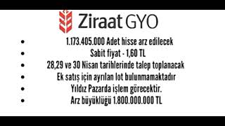 ZİRAAT GYO  1.60 tan arz olucak