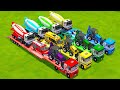 TRANSPORTATING BACKHOE LOADER POLICE CARS CONCRETE MIXER TRUCKS TO GARAGE Farming Simulator 22