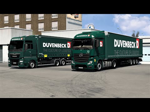 ETS2 1.47 ProMods 2.65 ConvoyMultiplayer Mercedes Actros 1845/MAN TGX28.460(Mainz 🇩🇪-Düsseldorf 🇩🇪)