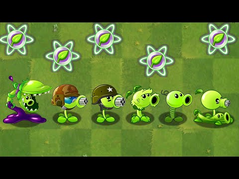 All Pea Green Plants Max Level Power-Up! vs Brickhead Zombie in Plants VS. Zombies 2 Mod
