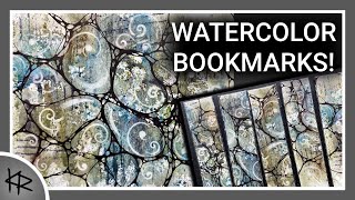 Bookmarks in WATERCOLOR, neurographic inspired ink lines & Reverse Stenciling - 277