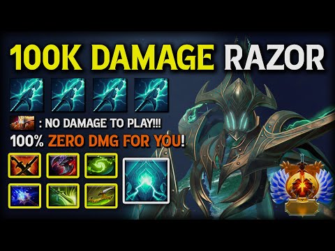 EPIC 100K DAMAGE DEALT Carry Razor | 100% Zero Damage For Enemy Core With Refresher Orb Build DotA 2