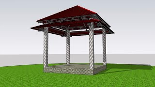 Mẫu Nhà Chòi Tứ Giác 2 Mái 5x5m