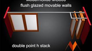 ModernGlide MG600 Flush Glazed Movable Wall - Double Point H Stack