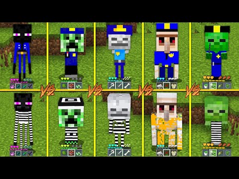 Minecraft BABY POLICE vs BABY PRISONER BATTLE HOW TO PLAY ZOMBIE ENDERMAN CREEPER