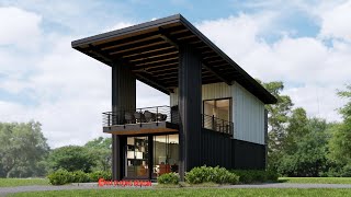 Container house plans 3 bedrooms - 2 story container house with beautiful 2nd floor balcony