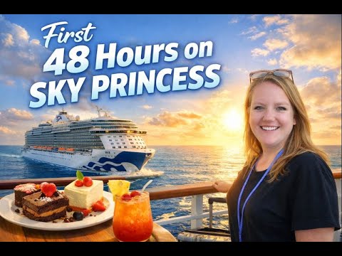 First 48 Hours on Sky Princess! 🌊 Room Tour, Sail Away, & SO MUCH FOOD