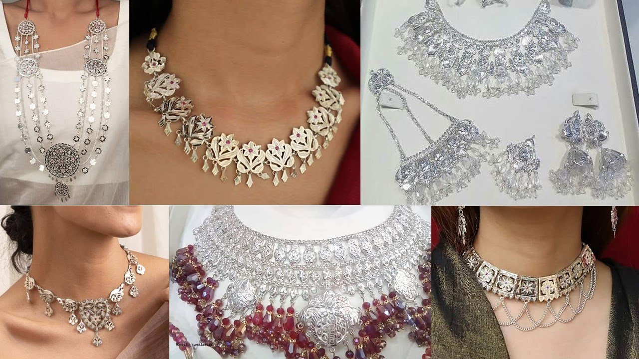 Light Weight Silver Necklace Set Designs 2021 /Silver Jewelry Design /Chandi ke Set ki Design