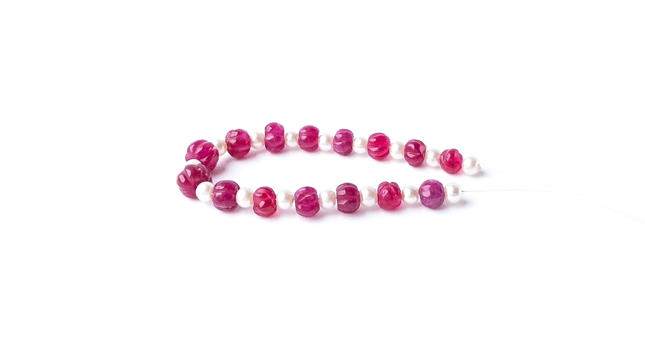 Quartz and Shell Pearls | Pumpkin Cut | 6-8mm Bead Size | 31 Pieces video