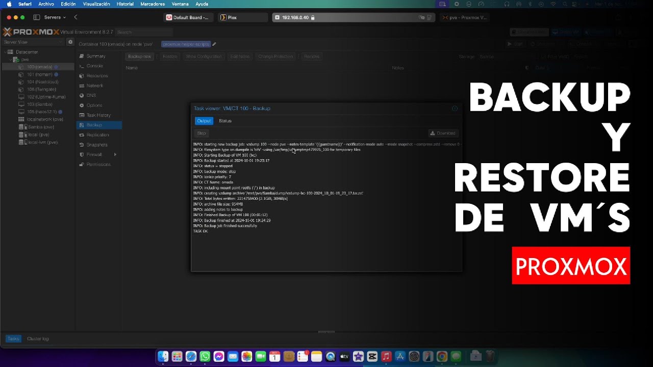 Backup y Restore de maquinas virtuales en Proxmox
