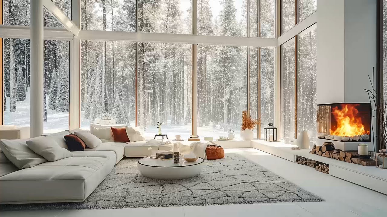 Peaceful Winter Vibes 2025 | Enjoy Positive Mood Listening to Elegant Jazz in Luxurious Forest Villa