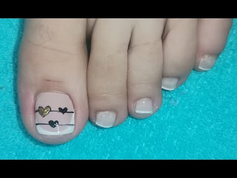 DISEÑO DE UÑAS PARA PIES CORAZONES SENCILLOS Y FACIL DE HACER – NLC