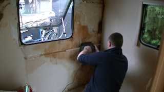 How to - Repair a Caravan Water Leak Damage - Part 3 - Wall Board Cutting Gluing & Fitting -
