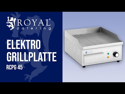 Video - Elektro Grillplatte - 380 x 330 mm - Royal Catering - Ribbed - 2,000 W