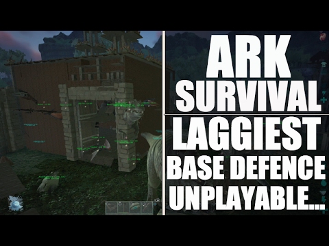 THE LAGGIEST BASE DEFENCE EVER! (the primitive plus war) Ark Survival Raid