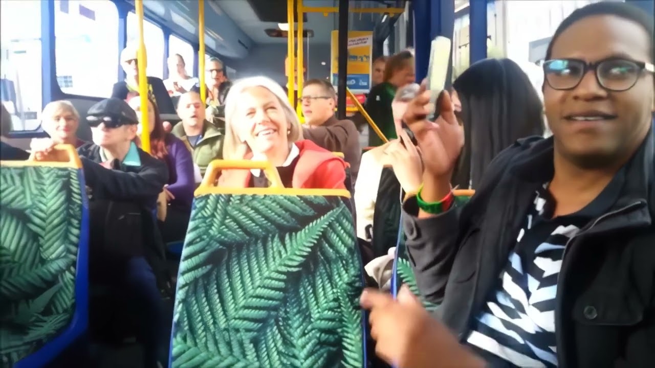 Flash mob - singing "The Passenger" on Aro St bus Nov 2014